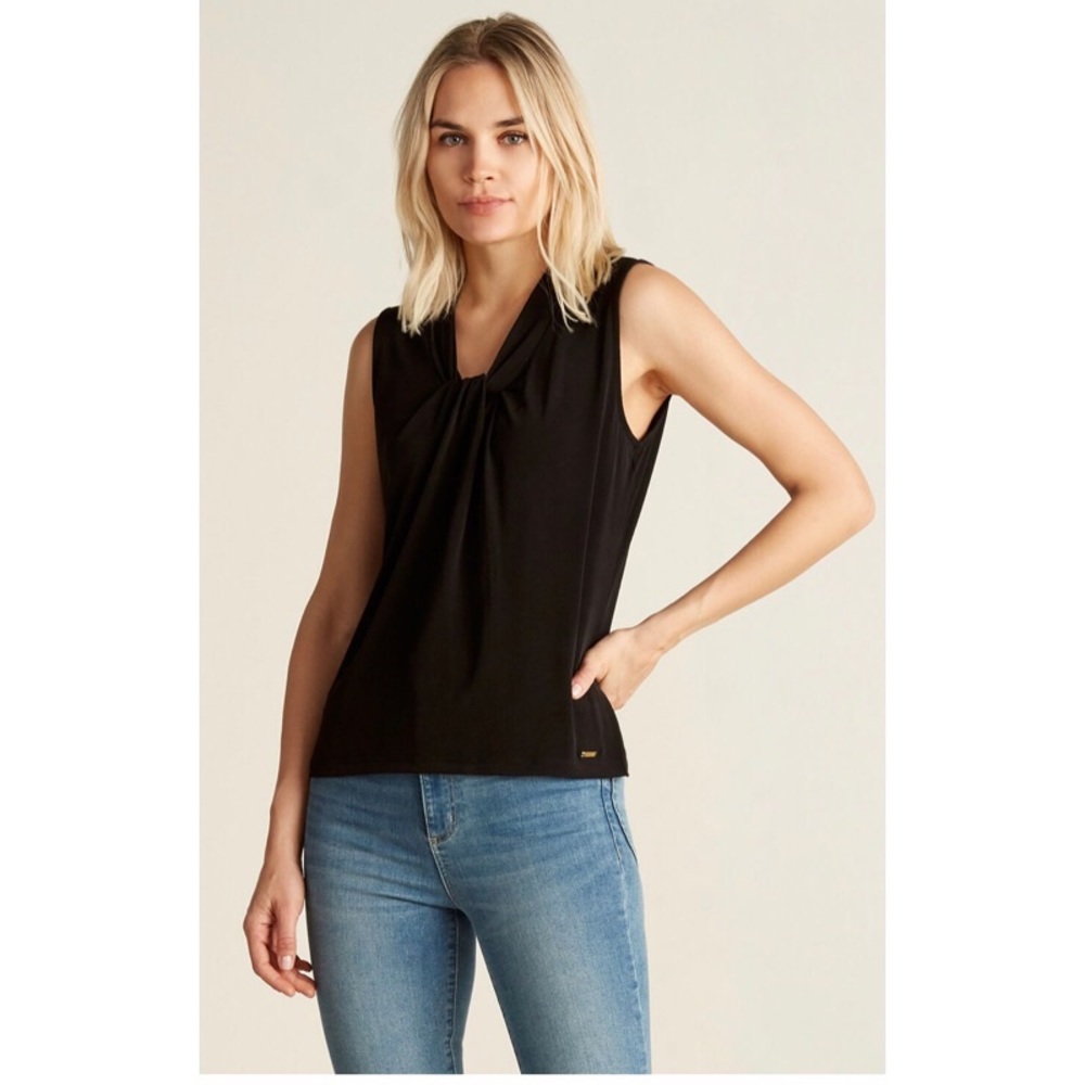 Calvin Klein Black Sleeveless Knot Blouse Business